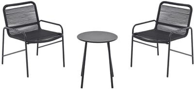 Vente-unique Tuinset van metaal en geweven hars - 2 lage fauteuils en een salontafel - Zwart - KANAO van MYLIA