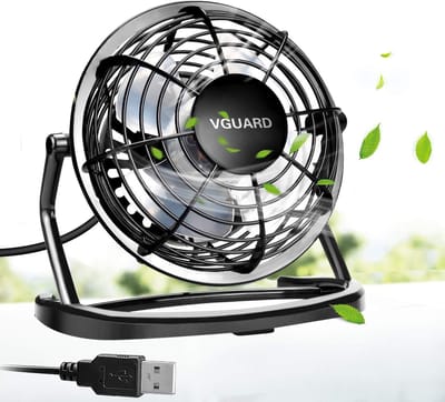 USB Tafelventilator – Stil – Compacte Ventilator – 360° Verstelbaar – 1,5m USB Kabel – Zwart