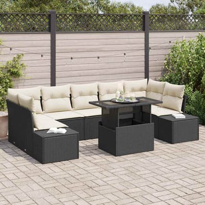vidaXL - Tuinbank - Set - 8 - st - Zwart - en - Crème