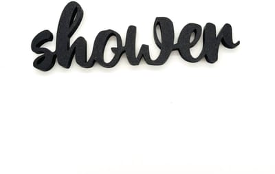 Shower Wandtekst – 3D Cursieve Letters Badkamer Decoratie Zwart – Minimalistische Wandlettering Home Decor