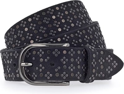 b.belt Leren Riem Nietengürtel W75 Black Zwart