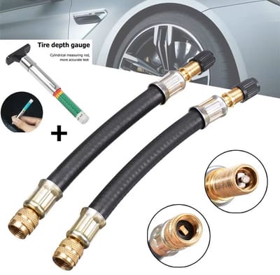 Han-Bar® Ventielverlenging - plus profieldieptemeter - flexibel - 2 stuks - 21 cm - Luchtpomp - Camper - Auto
