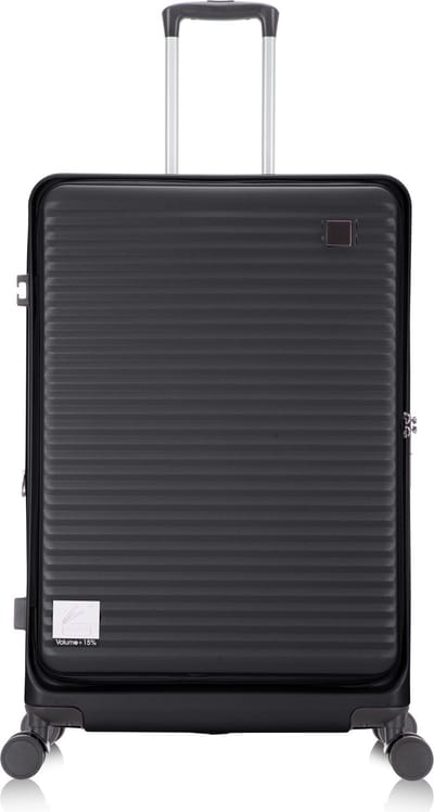 Praag Reiskoffer L - 93L - 75x48x29,5 cm - Ruimbagage - Laptopvak & Uitbreidbare Opbergruimte - TSA Slot & 360° Wielen - Ideaal Voor Lange Vakanties en Intercontinentale Reizen - Zwart