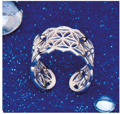 Levensbloem zilver ring open