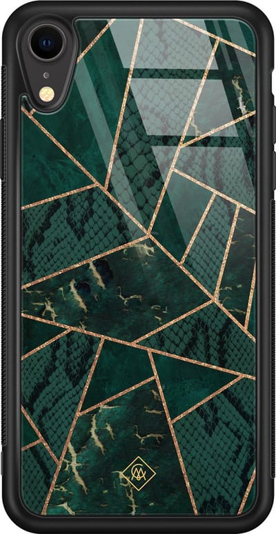 Casimoda® hoesje - Geschikt voor iPhone XR - Abstract Groen - Luxe Hard Case Zwart - Backcover telefoonhoesje - Groen