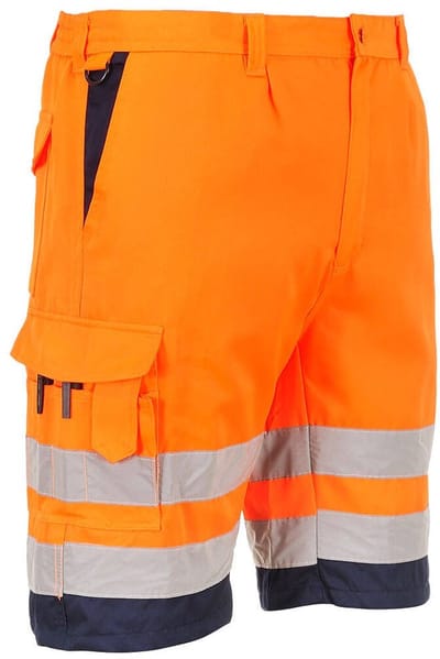Portwest Hi-Vis lichtgewicht polykatoen korte broek L043 - Oranje/Marine - L