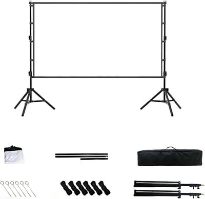 Projectiescherm - Widescreen Scherm - Film Kijken - Versterkte Dubbele Standaard - 16:9 Beeldverhouding - Wit