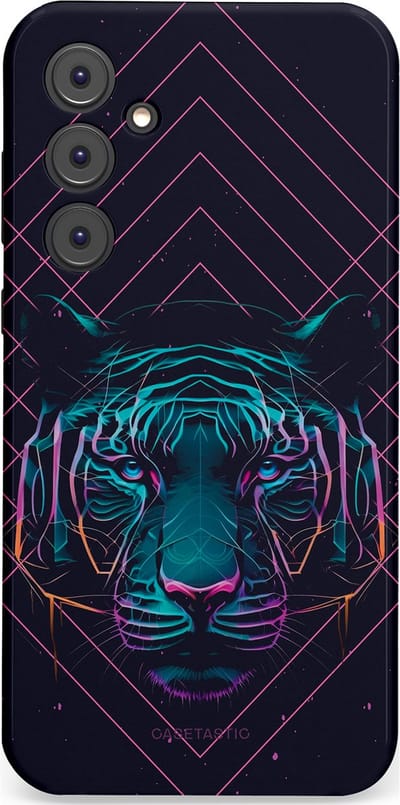 Casetastic hoesje geschikt voor Samsung Galaxy A35 - Dubbellaagse bescherming - Neon Tijger - Fashion Case - Donkerblauw