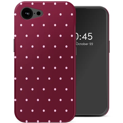 Selencia Hoesje - Geschikt voor Apple iPhone 17e / 16e - Backcover geschikt voor MagSafe - Happy Dots Burgundy