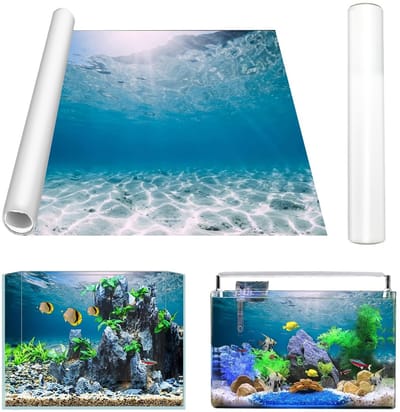 Dailygoods - Gohytal Aquariumposter, 120 x 40 cm, pvc, statisch hechtende aquariumachtergrond, zeebodem, generieke aquarium, achterwandfolie, zelfklevende folie, vinyl achtergrond voor aquarium, achterwand