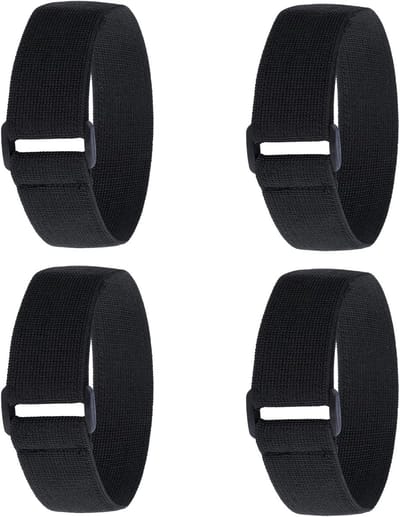 Spanbanden - 4 stuks - Broekklemmen & Spanbanden - Nylon - Bandjes - Ideaal voor Been & Opbergen - Geschikt Voor Waadpakken, Vissen, Jagen, Fietsen En Militaire Uniformen - 40 X 3.8cm - Zwart