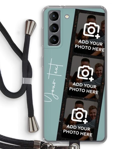 Gepersonaliseerd - Case Company® - Hoesje met koord geschikt voor Samsung Galaxy S21 hoesje met Koord - Filmrol N°1 - Telefoonhoesje met Zwart Koord - Bescherming aan alle Kanten en Over de Schermrand