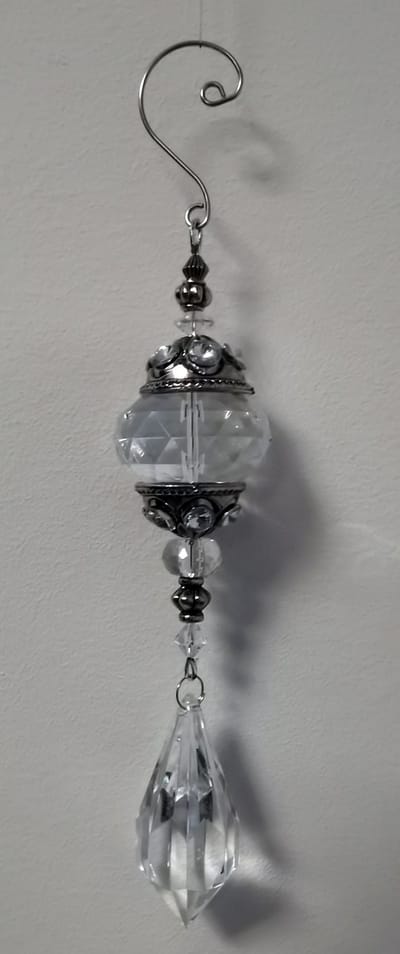 Decoratie - Hanger - Ibiza - Kristal - oud Zilver - Sfeervol - Lengte 23cm - Breed 4cm - Hand gemaakt.
