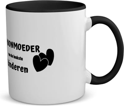 Akyol - schoonmoeder van de leukste kinderen koffiemok - theemok - zwart - Schoonmoeder - de leukste schoonmoeder - moeder cadeautjes - moederdag - verjaardag - geschenk - kado - 350 ML inhoud
