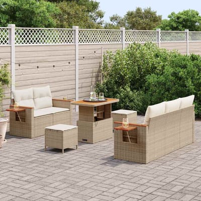 vidaXL - Tuinbank - Set - 10 - st - 7-Aantal - zitplaatsen - Beige - en - Crème