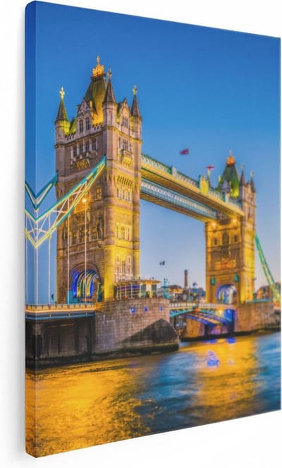 Artaza Canvas Schilderij Londen - 30x40 cm - Klein - Wanddecoratie Skyline - Muurdecoratie Tower Bridge - Kamer Accessoires
