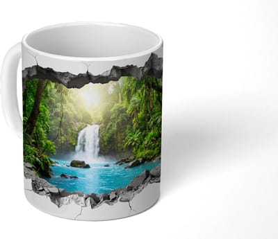 Mok - Koffiemok - Waterval - Doorkijkje - Natuur - Mokken - 350 ML - Beker - Koffiemokken - Theemok