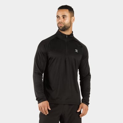 ZEUZ Heren Sport Longsleeve 1/4 Zip – Fitness Shirt - Zwart - S
