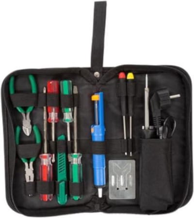 Velleman toolkit, voor de hobbyist, 11-delig, niet-magnetisch, met etui, zwart