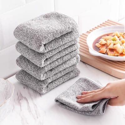 5 vaatdoeken van bamboehoutskool - schoonmaakdoeken - antiaanbak vaatdoeken - tafelveegdoeken - ontvettende, gemakkelijk te reinigen poetsdoeken - dikke absorberende doeken - 30*30 cm