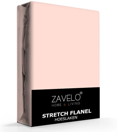 Zavelo Stretch Flanel Hoeslaken Poederroze-1-persoons (80x200 cm)