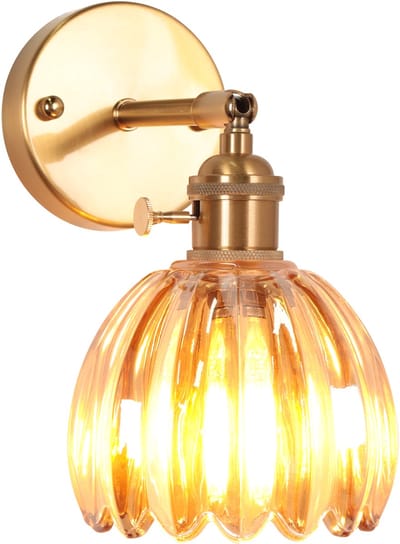 Wandlampen Binnen Glas Verstelbaar Lampenkap voor Woonkamer Slaapkamer Café Amber
