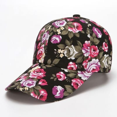 Nieuwe Baseballpet met Bloemenprint Kleurrijke Zonbescherming Visserijpet Sport Snapback Hoed Dames zwart