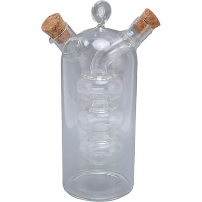 2-in-1 Olie- en Azijn Dispenserfles Helder Glas Olijfolie Azijn Dispenser Kruidenflesje voor Keuken met Kurk Type 1