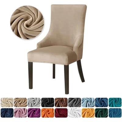 1 pièce Housse de chaise de salle à manger en velours Élastique Doux Dossier incliné Housses de chaise Fauteuil Housse de siège pour Banquet Mariage Maison
