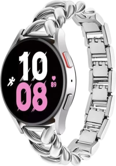 MY PROTECT - Luxe Metalen Visgraat Bandje 20mm - Geschikt Voor Samsung Galaxy Watch 6 / 5 / Pro / 4 / 3 / Active 2 - Polar Ignite / Unite – Huawei - Zilver