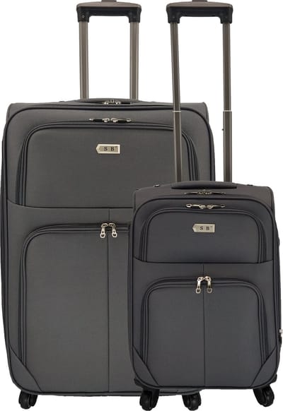 SB Travelbags 2 delig bagage stoffen kofferset 4 wielen trolley - Donker Grijs - 75cm/55cm