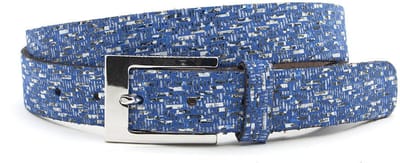 Dames ceintuur blauw tweed - 3 cm breed - Leer - Jeans riem - Casual - Maat 85