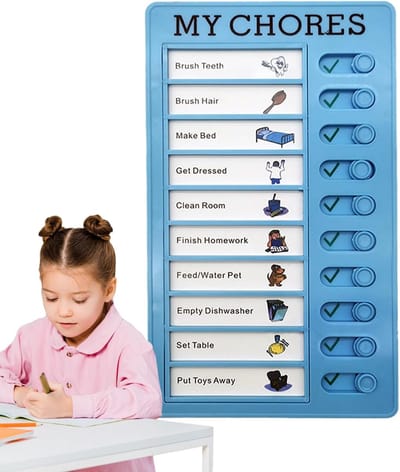 Planning Bord - Takenlijst Organizer - Dagelijkse Routine - Verwisselbare Kaarten - 20x12cm - Blauw