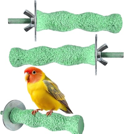 Set van 2 Wasbare Vogelstokken, Schuursteen voor Snavel en Nagelvijl voor Papegaaien en Kleine Vogels