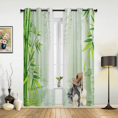 Bamboe Vlot Gele Raamgordijnen Huisdecoratie Woonkamer Gordijnen Raambekleding Drapes Cortinas Voor Keuken Slaapkamer 135W x 60H(cm) x1 beige