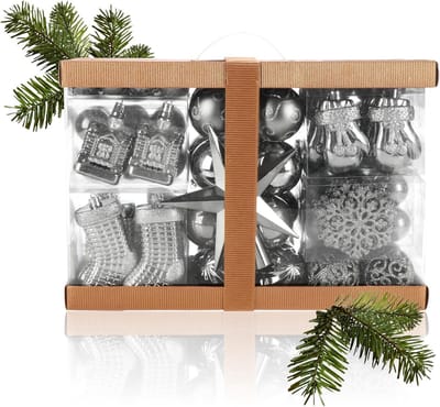 Thuys – Set Van 128 Kunststof Kerstballen Voor De Kerstboom - Inclusief Hangers - Perfecte Boomversiering Voor Kerst