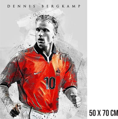 Allernieuwste.nl® Canvas Schilderij Dennis Bergkamp Prof Voetballer - Voetbal Soccer - kleur - 50 x 70 cm