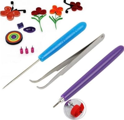Quilling gereedschap - 3 stuks - Tools voor filigraanpapier - Naald, Pincet, Rolpen