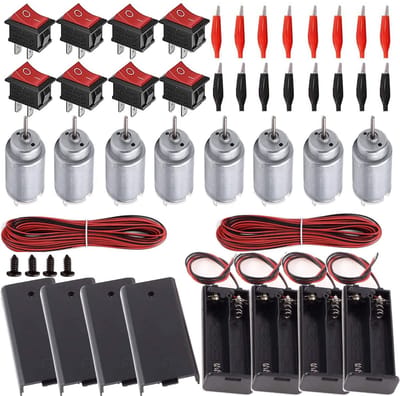 Dailygoody - 8 Set Mini DC Motoren 1.5V-6V met Batterijhouders en Kabels voor Elektrische Projecten