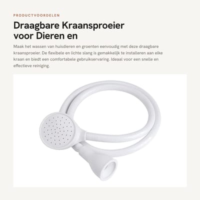 Dailygoods- Gootsteenkraansproeier Draagbaar - Douchespray - Huisdierenverzorging - Haarwassen - Groente Spoelen - Lichtgewicht en Flexibel