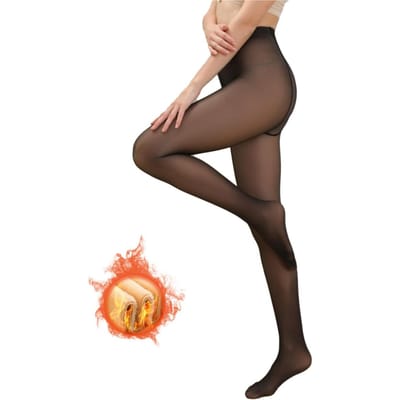 Kave 220G Dames Nep Transparant Strak Fleece Gevoerd Dikke Hoge Taille Elasticiteit Thermische Panty Warm Leggings Voor de Winter Fit for 40-65kg black