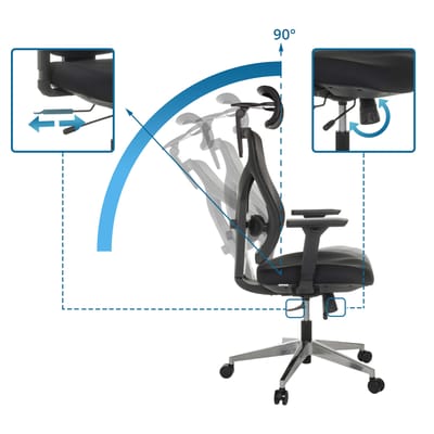 Bureaustoel / Directiestoel CASSILIS B zitting stof / rug mesh zwart hjh OFFICE