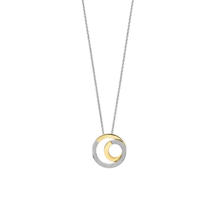 TI SENTO Dames Ketting - 925 zilver - Zirkonia met geel verguld - Maat 42 - 34109ZY