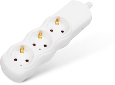 3-Weg Stekkerdoos Zonder Kabel - Zelfmontage - Wit - Kinderbeveiliging - 3×CEE 7/4 Stopcontacten - 16A / 250V - Geschikt voor H05VV-F 3×1,00 mm² - Voor Maatwerk Bekabeling [20201RE]