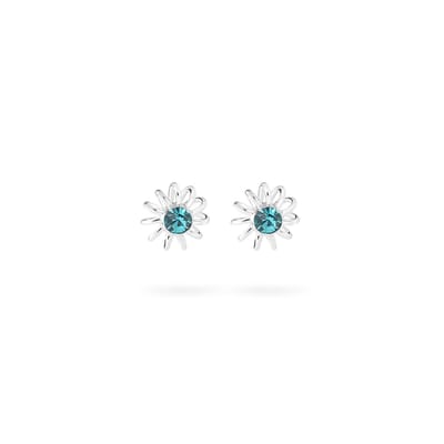 Blauwe Zirconia Bloem Oorknopjes 925 Zilver