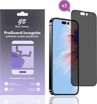 GB ProGuard Incognito Privacy Screenprotector voor iPhone 15 Pro – 2 Stuks – Gehard Glas – Volledige Dekking – Anti-Gluren