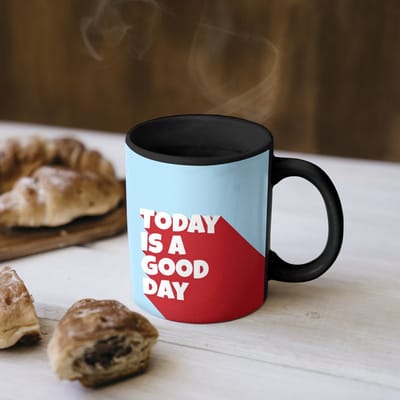 Magische Mok - Foto op Warmte Mokken - Koffiemok - Today is a good day - Rood - lichtblauw - Magic Mok - Beker - 350 ML - Theemok