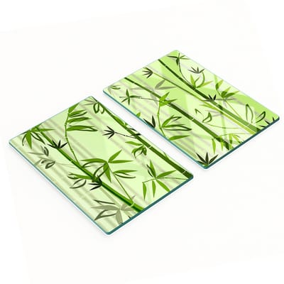 Set van gehard glazen keukenplanken met bamboe-afbeeldingen, 2x40x52 cm