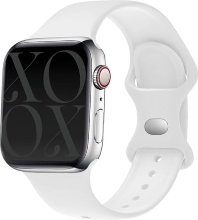 xoxo Wildhearts siliconen bandje - Geschikt voor Apple Watch - Series 1/2/3/4/5/6/7/8/9/10/SE - Maat: 38 mm / 40 mm / 41 mm / 42 mm - Horlogeband - Sport bandje voor iWatch - Wit