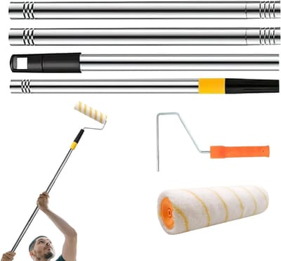 Schilder Verlengstok - Rolgrip Stang - Muren Schilderen - Telescopisch Roestvrij Staal - 1.2 Meter - Zilverkleurig